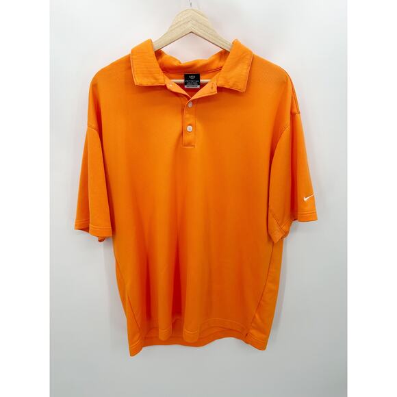 Nike Shirt Men XL Orange Sphere Dry Short Sleeve Collared Golf Polo Polyester - Picture 1 of 8